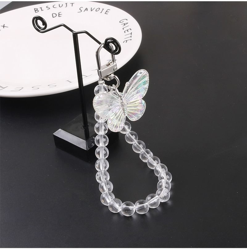 Butterfly Acrylic Bead Bag Charm Keyring SpreePicky