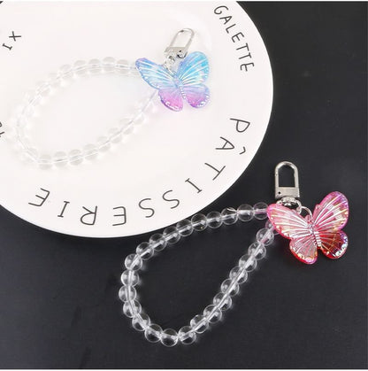 Butterfly Acrylic Bead Bag Charm Keyring SpreePicky