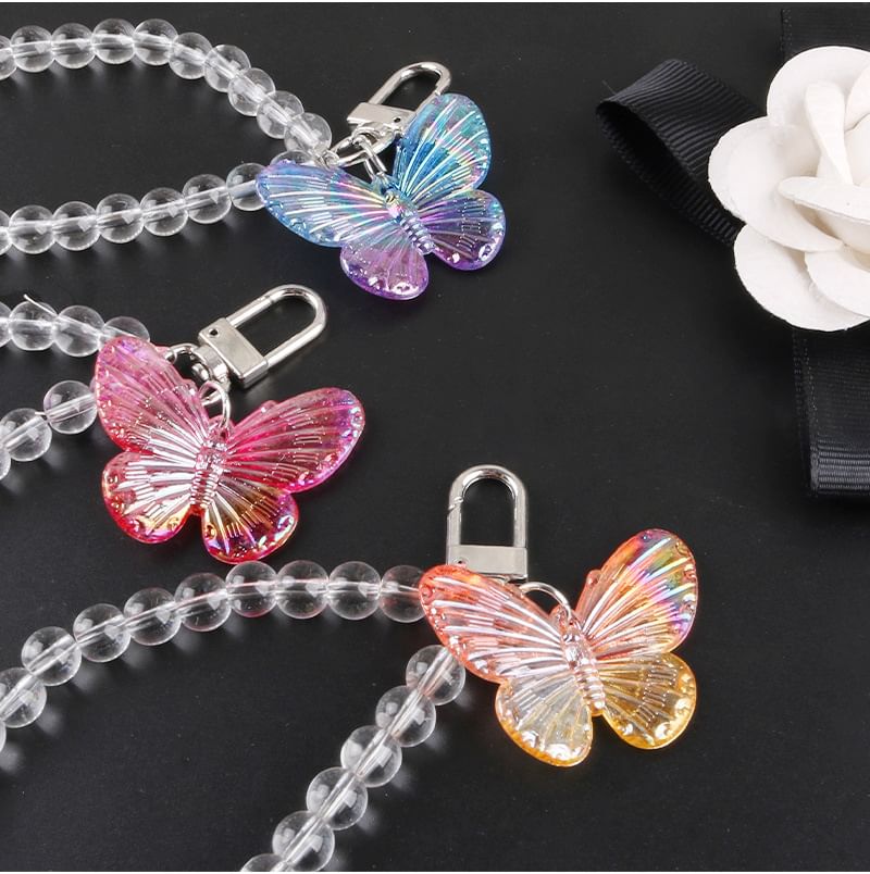 Butterfly Acrylic Bead Bag Charm Keyring SpreePicky