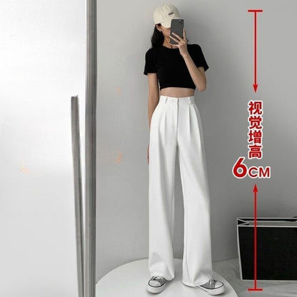 High-Waist Plain Straight Leg Dress Pants SpreePicky