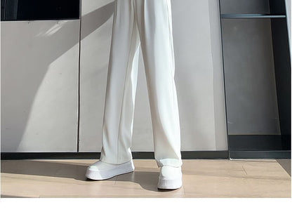 High-Waist Plain Straight Leg Dress Pants SpreePicky