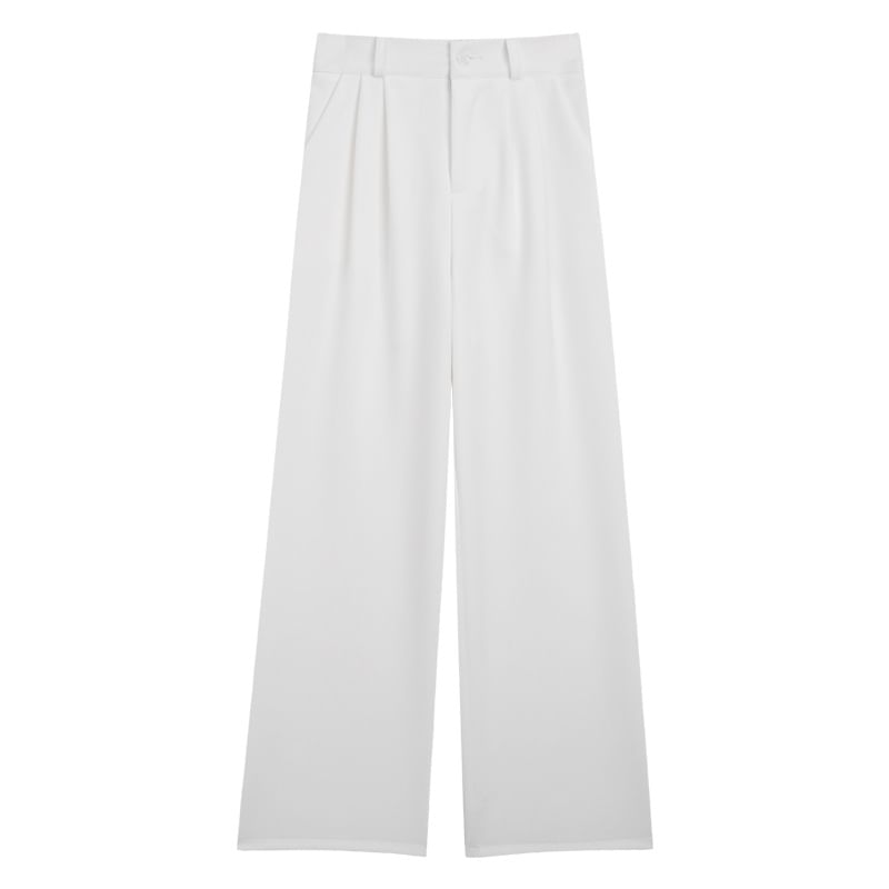 High-Waist Plain Straight Leg Dress Pants SpreePicky