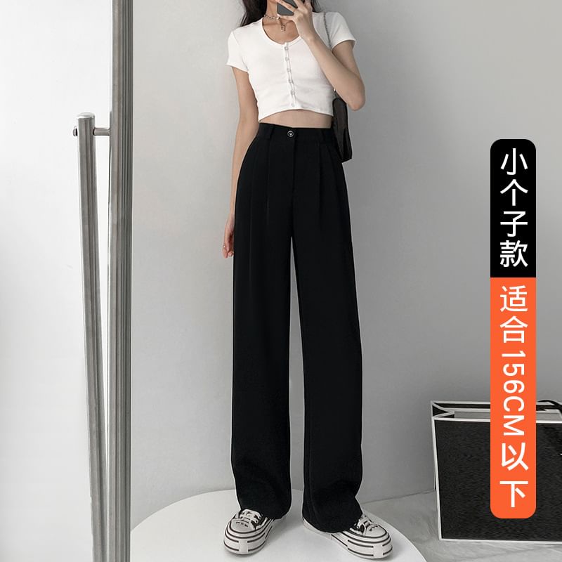 High-Waist Plain Straight Leg Dress Pants SpreePicky