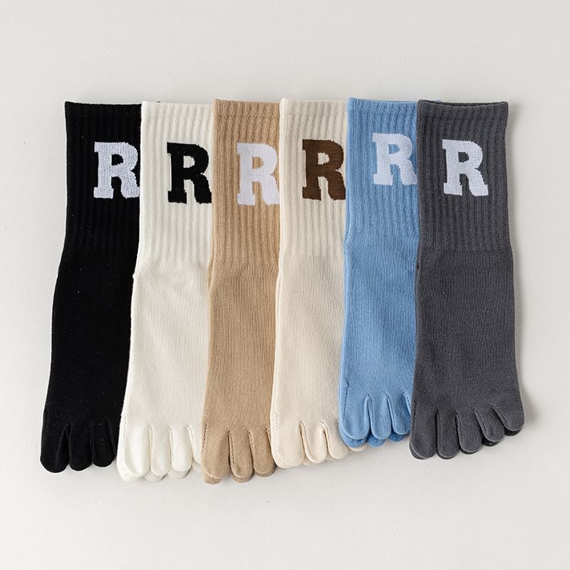 Anti-Slip Letter Embroidered Toe Socks SpreePicky