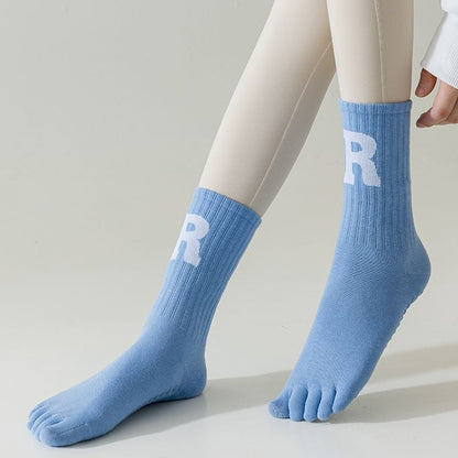 Anti-Slip Letter Embroidered Toe Socks SpreePicky