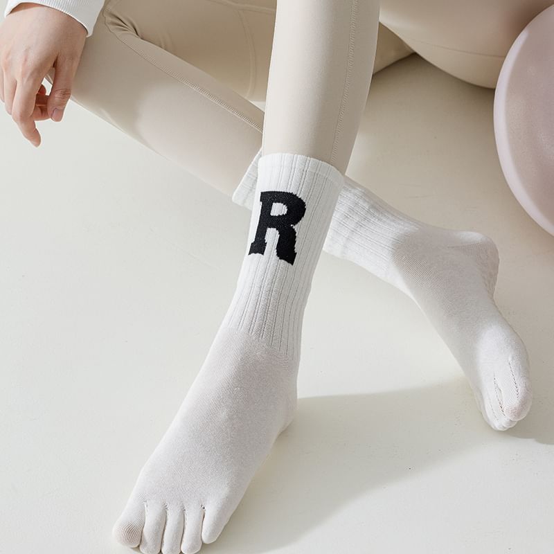 Anti-Slip Letter Embroidered Toe Socks SpreePicky