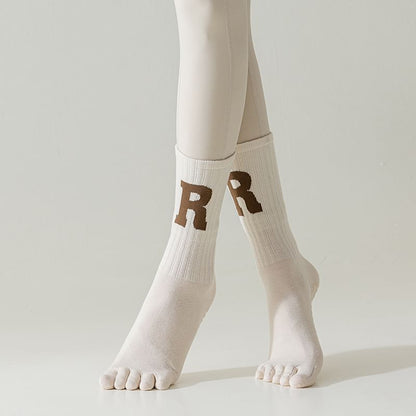 Anti-Slip Letter Embroidered Toe Socks SpreePicky