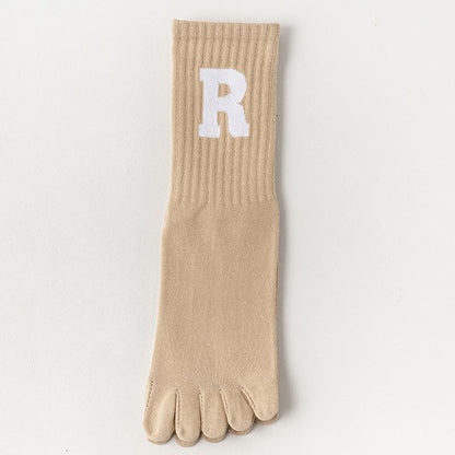 Anti-Slip Letter Embroidered Toe Socks SpreePicky