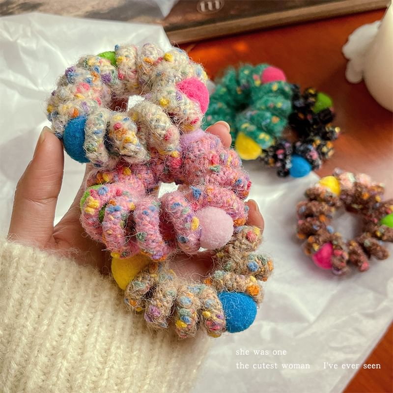 Pom Pom Yarn Coil Hair Tie SpreePicky