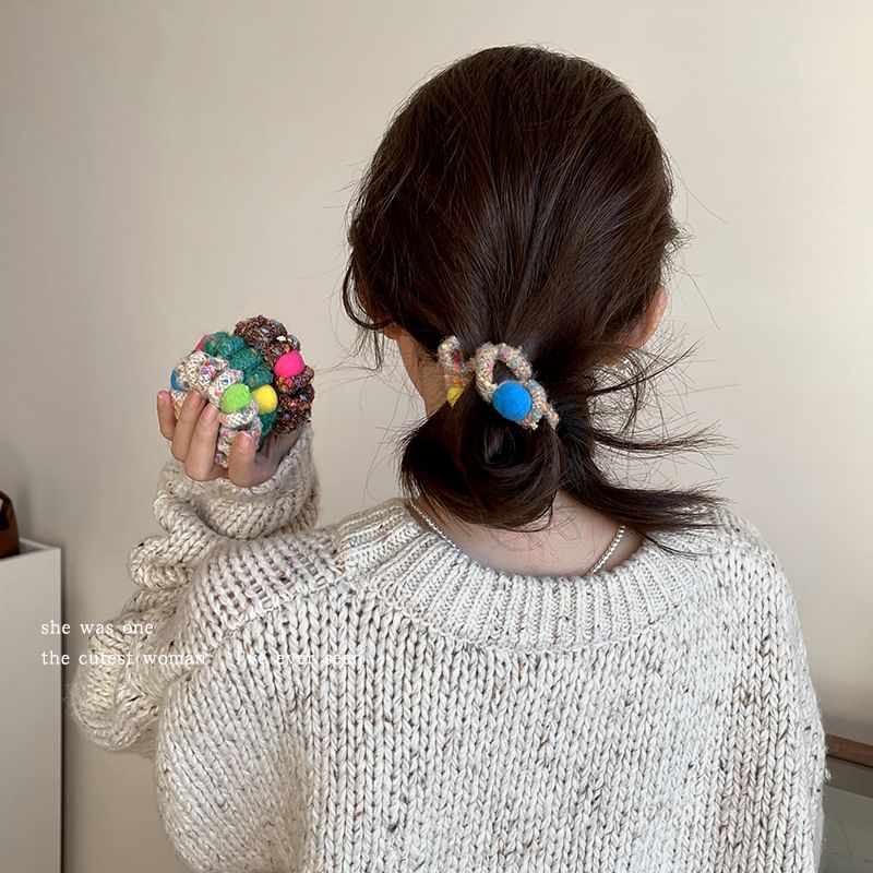 Pom Pom Yarn Coil Hair Tie SpreePicky