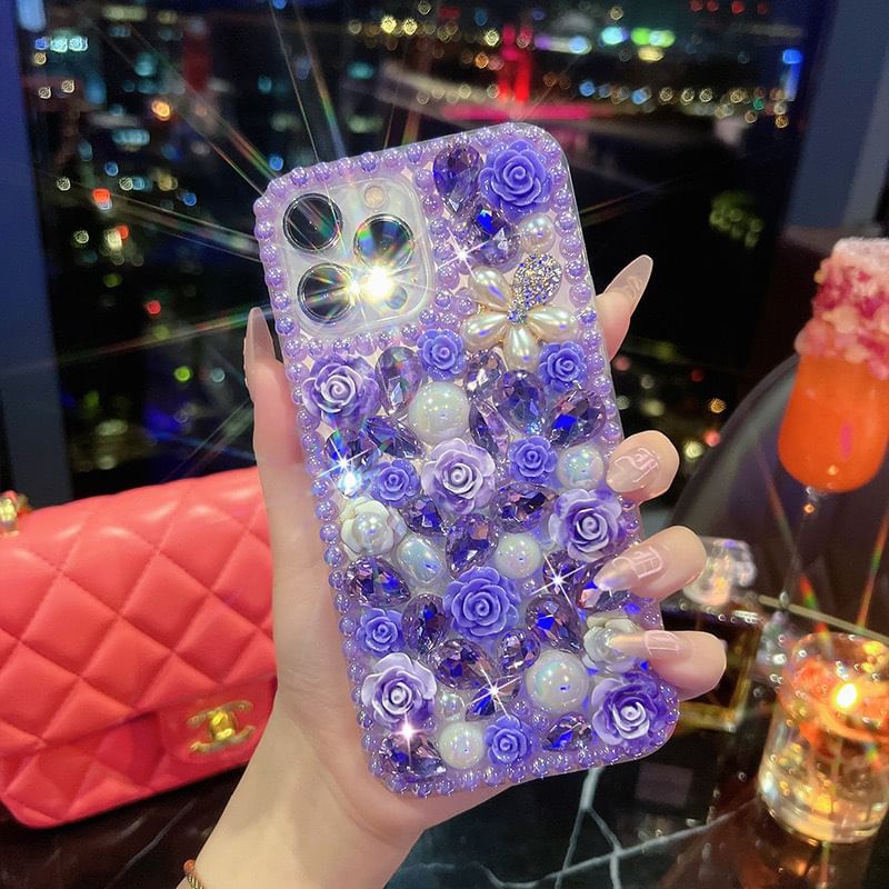 Floral Rhinestone Phone Case - iPhone X / XS / XR / XS Max / 11 / 11 Pro / 11 Pro Max / 12 / 12 Pro / 12 mini / 12 Pro Max / 13 / 13 Pro / 13 mini / 13 Pro Max / 14 / 14 Plus / 14 Pro / 14 Pro Max / 15 / 15 Plus / 15 Pro / 15 Pro Max SpreePicky