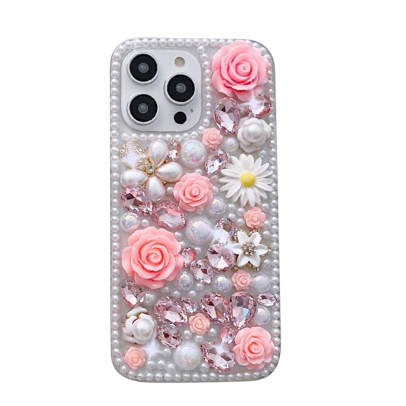 Floral Rhinestone Phone Case - iPhone X / XS / XR / XS Max / 11 / 11 Pro / 11 Pro Max / 12 / 12 Pro / 12 mini / 12 Pro Max / 13 / 13 Pro / 13 mini / 13 Pro Max / 14 / 14 Plus / 14 Pro / 14 Pro Max / 15 / 15 Plus / 15 Pro / 15 Pro Max SpreePicky