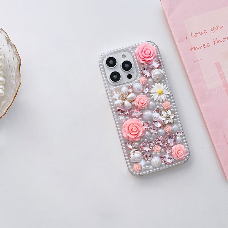 Floral Rhinestone Phone Case - iPhone X / XS / XR / XS Max / 11 / 11 Pro / 11 Pro Max / 12 / 12 Pro / 12 mini / 12 Pro Max / 13 / 13 Pro / 13 mini / 13 Pro Max / 14 / 14 Plus / 14 Pro / 14 Pro Max / 15 / 15 Plus / 15 Pro / 15 Pro Max SpreePicky