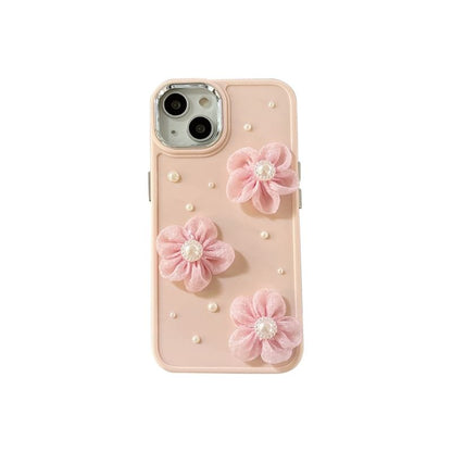 Floral Lace Faux Pearl Phone Case - iPhone 15 Pro Max / 15 Pro / 15 Plus / 15 / 14 Pro Max / 14 Pro / 14 Plus / 14 / 13 Pro Max / 13 Pro / 13 / 13 mini / 12 Pro Max / 12 Pro / 12 / 12 mini / 11 Pro Max / 11 Pro / 11 / SE / XS Max / XS / XR / X SpreePicky