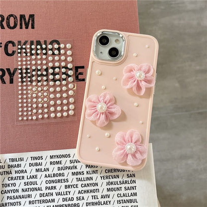 Floral Lace Faux Pearl Phone Case - iPhone 15 Pro Max / 15 Pro / 15 Plus / 15 / 14 Pro Max / 14 Pro / 14 Plus / 14 / 13 Pro Max / 13 Pro / 13 / 13 mini / 12 Pro Max / 12 Pro / 12 / 12 mini / 11 Pro Max / 11 Pro / 11 / SE / XS Max / XS / XR / X SpreePicky