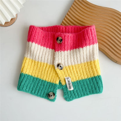 Color Block Buttoned Knit Scarf SpreePicky