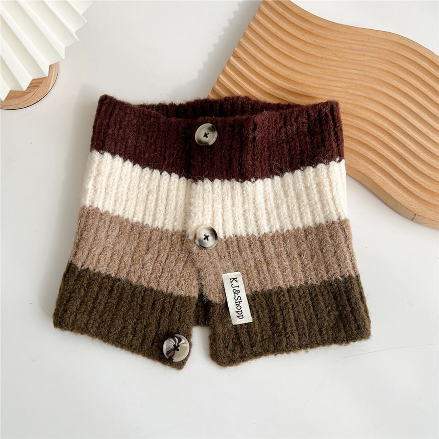 Color Block Buttoned Knit Scarf SpreePicky