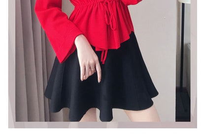 Crew Neck Plain Peplum Sweater SpreePicky