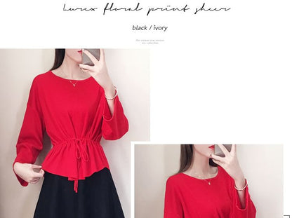 Crew Neck Plain Peplum Sweater SpreePicky