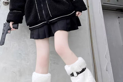 Plain Buckled Fluffy Leg Warmers mySite