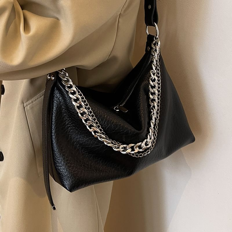 Chain Strap Faux Leather Shoulder Bag SpreePicky