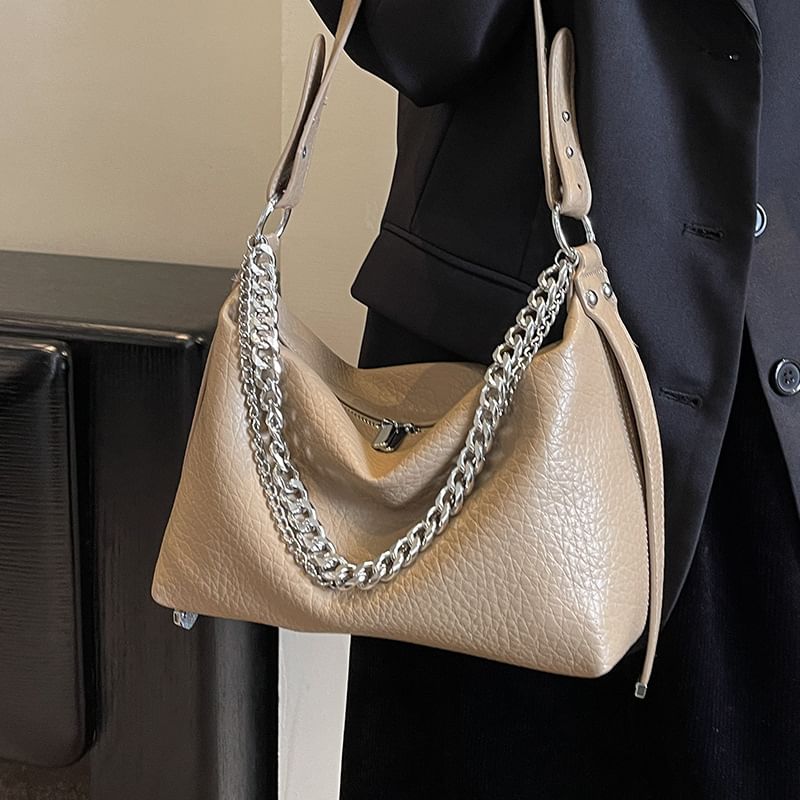 Chain Strap Faux Leather Shoulder Bag SpreePicky