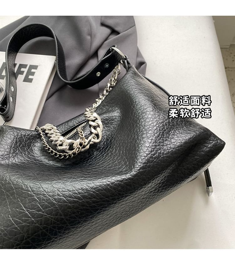 Chain Strap Faux Leather Shoulder Bag SpreePicky