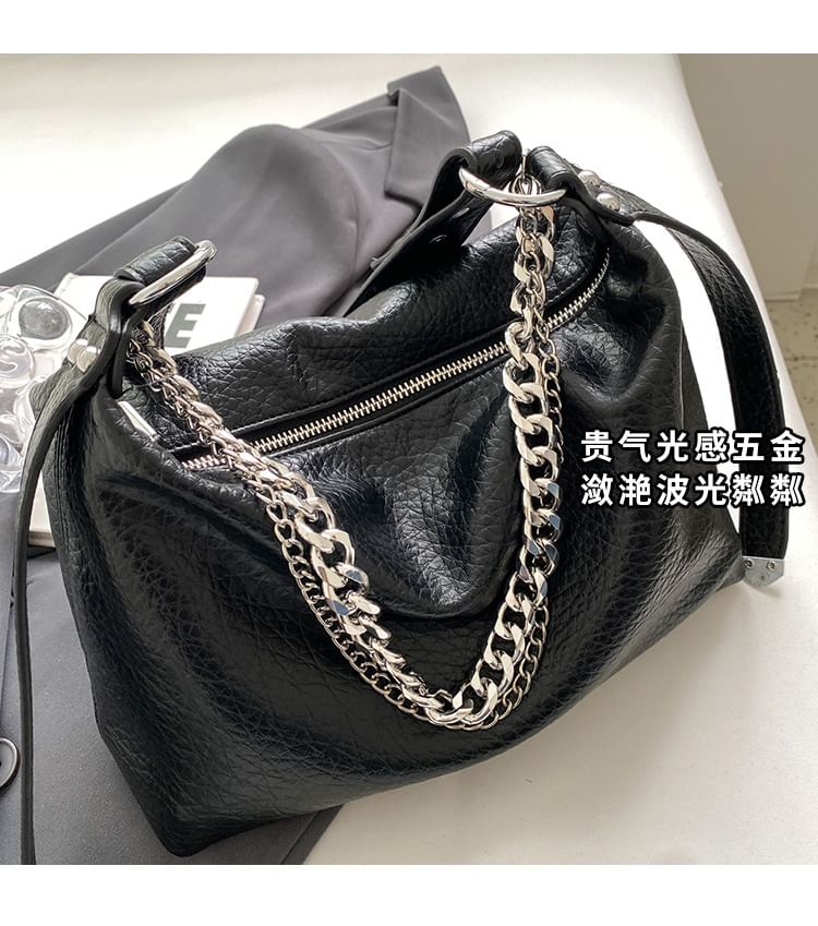 Chain Strap Faux Leather Shoulder Bag SpreePicky