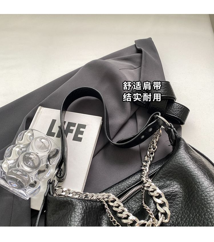 Chain Strap Faux Leather Shoulder Bag SpreePicky