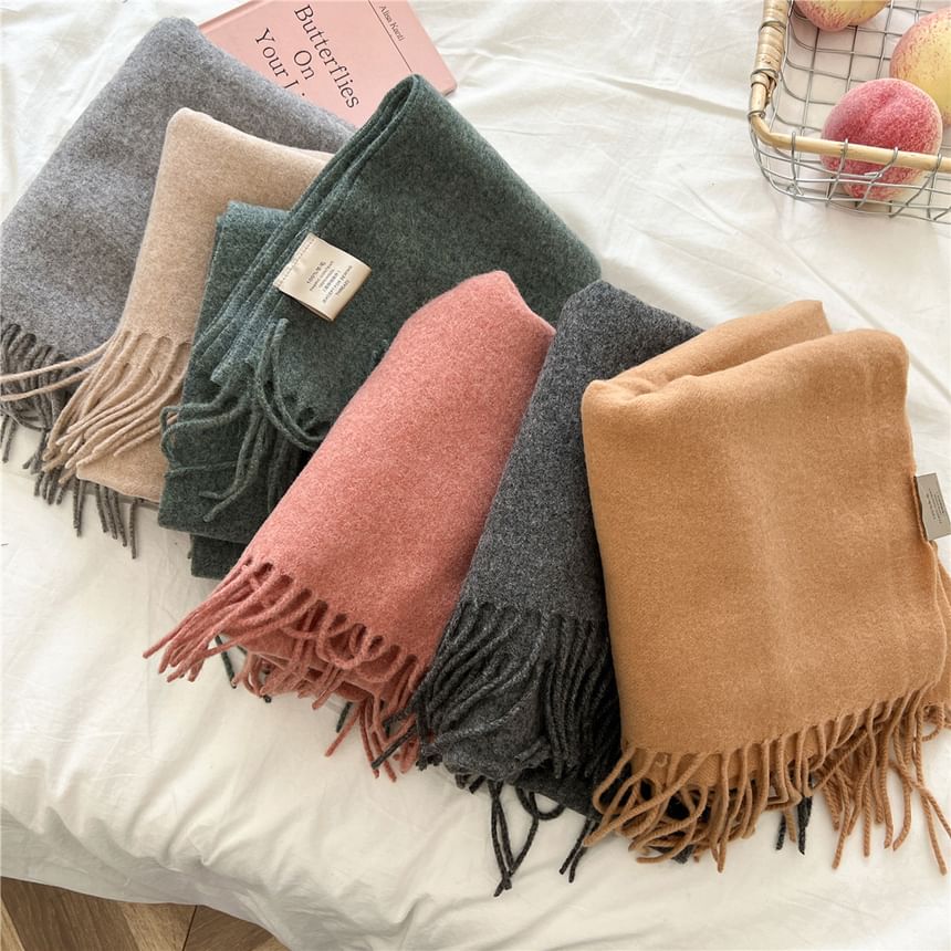 Plain Fringed Scarf SpreePicky