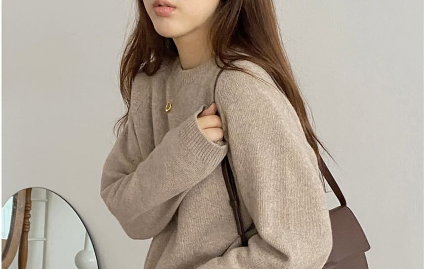 Crew Neck Plain Sweater SpreePicky