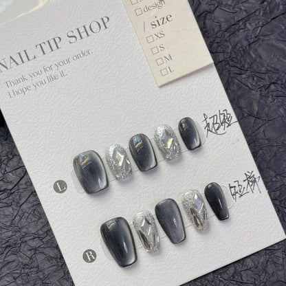 Embellished Cat Eye Press On Nail SpreePicky