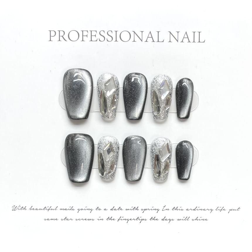 Embellished Cat Eye Press On Nail SpreePicky