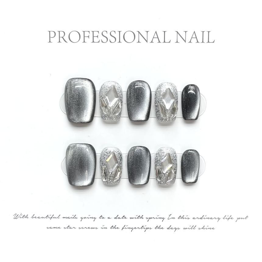 Embellished Cat Eye Press On Nail SpreePicky