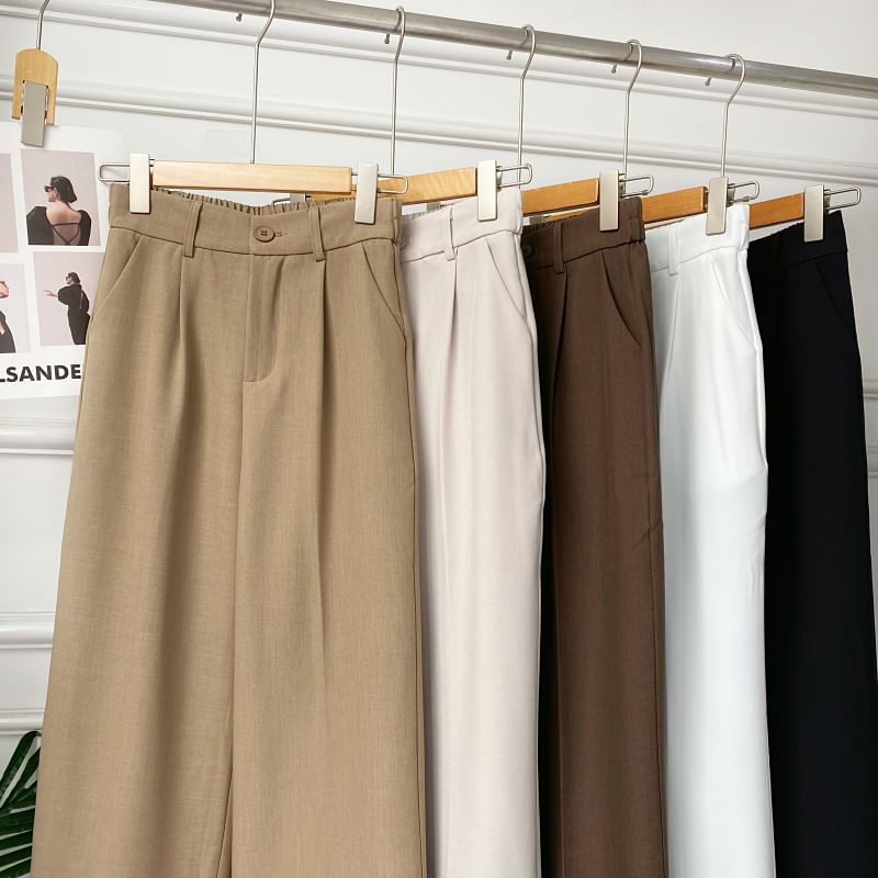 Elastic Waist Plain Roll Up Hem Dress Pants mySite