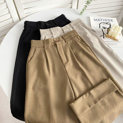 Elastic Waist Plain Roll Up Hem Dress Pants mySite