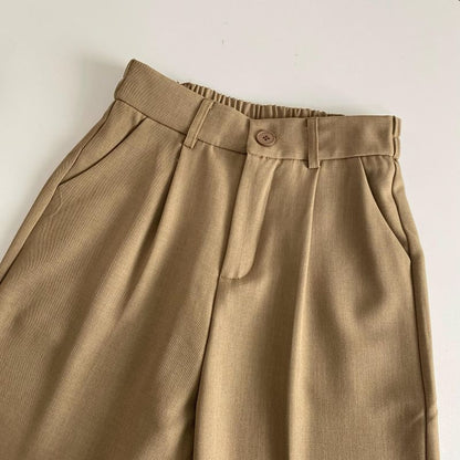 Elastic Waist Plain Roll Up Hem Dress Pants mySite