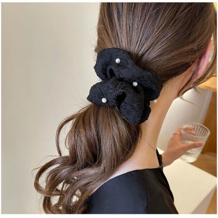 Faux Pearl Fabric Scrunchie SpreePicky