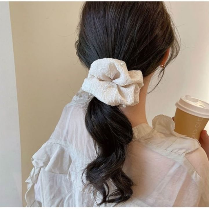 Faux Pearl Fabric Scrunchie SpreePicky