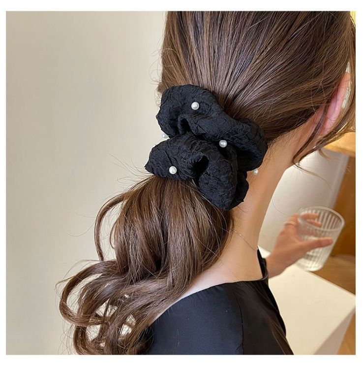 Faux Pearl Fabric Scrunchie SpreePicky