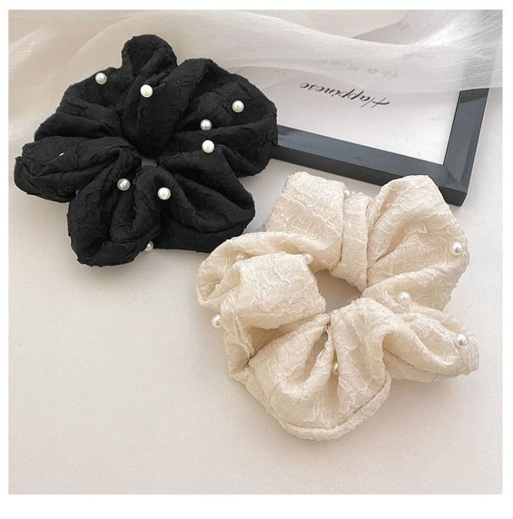 Faux Pearl Fabric Scrunchie SpreePicky