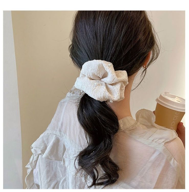 Faux Pearl Fabric Scrunchie SpreePicky