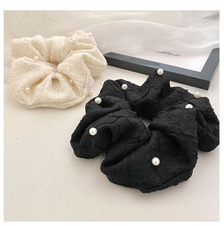 Faux Pearl Fabric Scrunchie SpreePicky