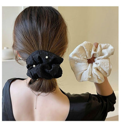 Faux Pearl Fabric Scrunchie SpreePicky