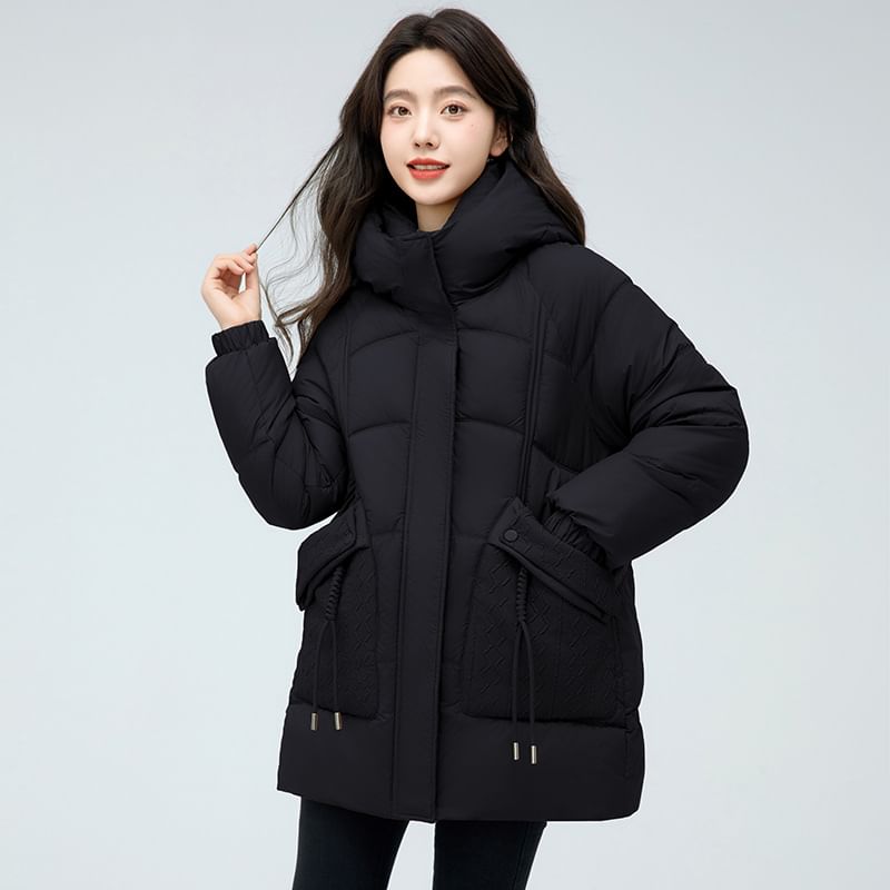 Plain Padded Hooded Zip Jacket SpreePicky