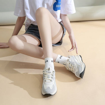 Applique Lace-Up Platform Sneakers mySite