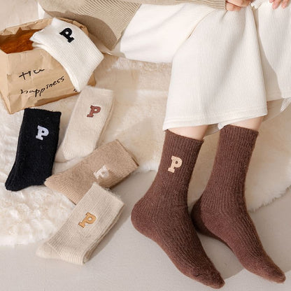 Letter Embroidered Ribbed Socks SpreePicky