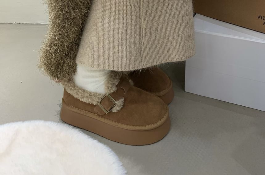 Platform Buckled Ankle Snow Boots SpreePicky