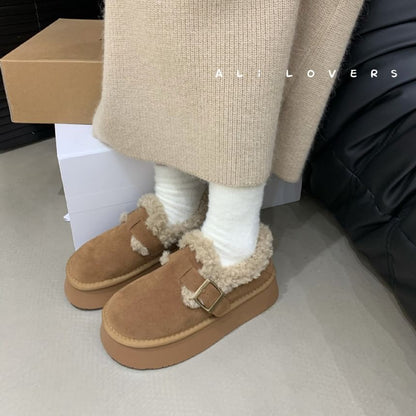 Platform Buckled Ankle Snow Boots SpreePicky