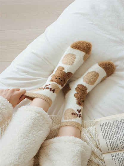 Bear Print Fleece Socks SpreePicky